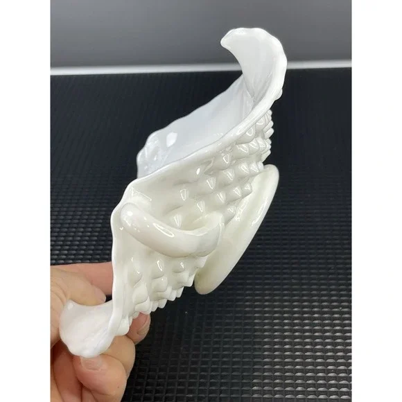 Milk Glass Fenton Hobnail‎ Candy Dish, Reticulated Plate & Goblet Set Of 3 - Picture 4 of 11